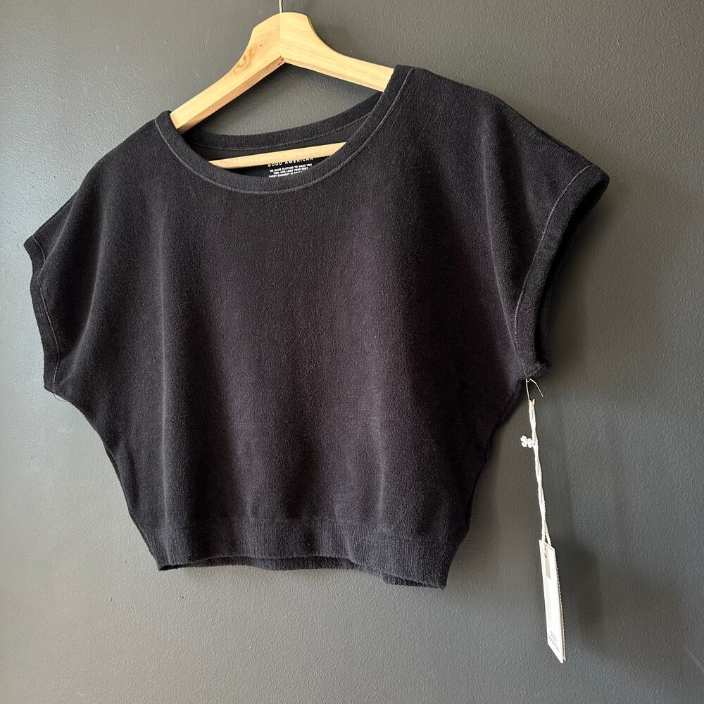 Good American Terry Crop Tee Black NEW Size Large XL - Picture 11 of 14